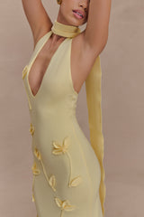 Wynn Floral Knit Midi Dress - Lemon