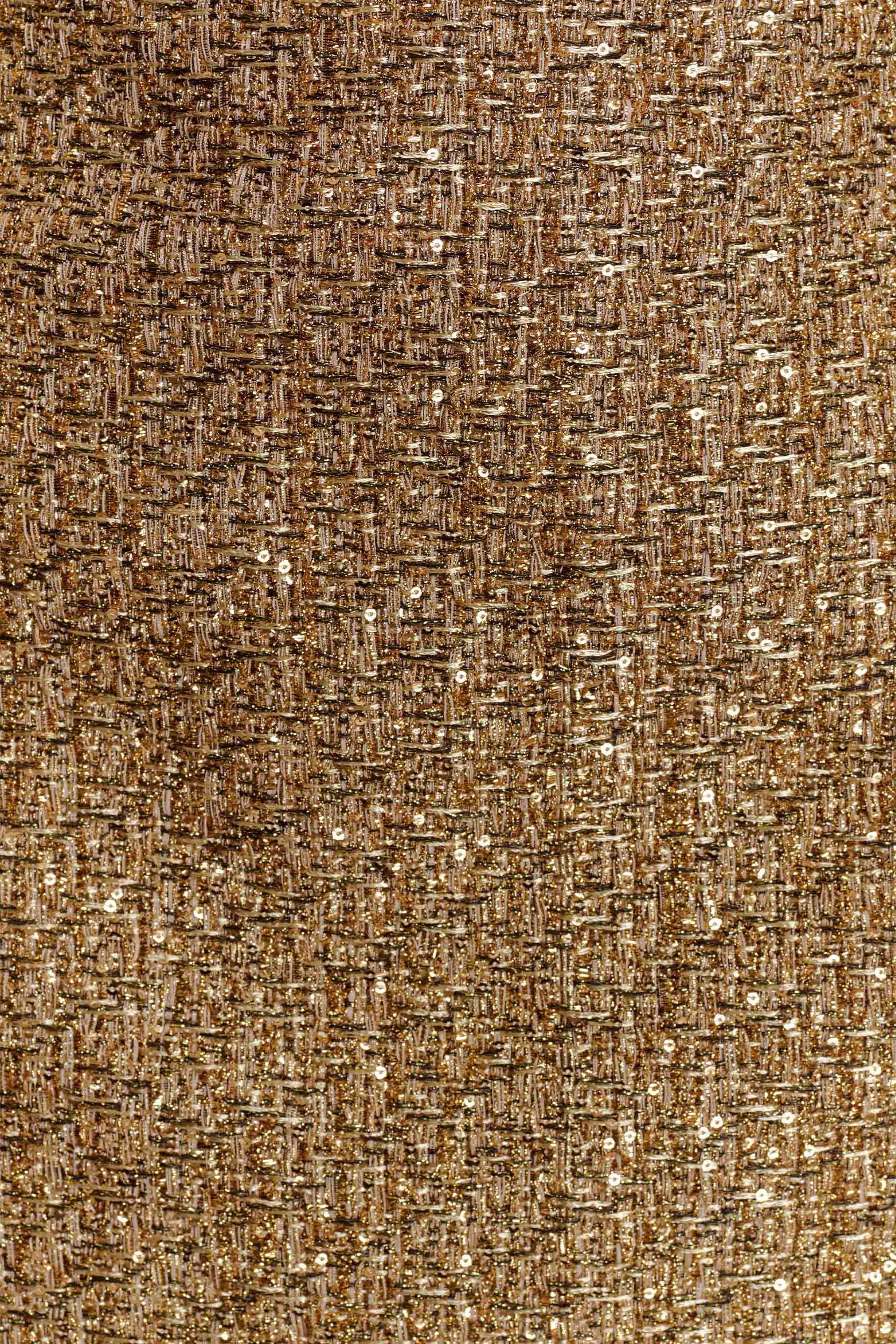 Gala Strapless Tweed Midi Dress - Gold