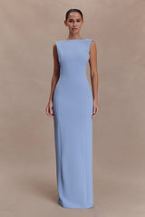 Galilea Crepe Draped Maxi Dress - Cornflower Blue